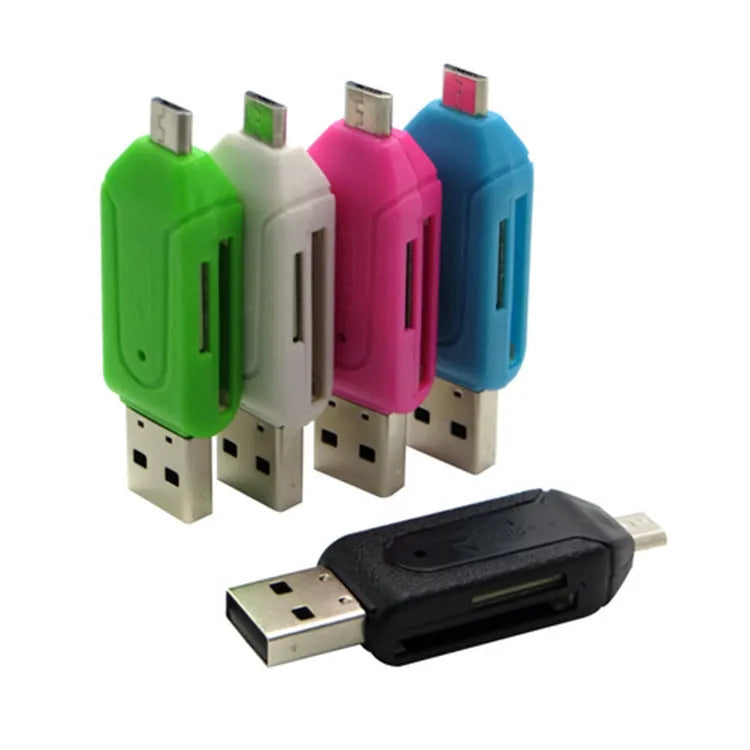 USB 2.0 OTG dual-purpose card reader for mobile phones and computers in multiple colours