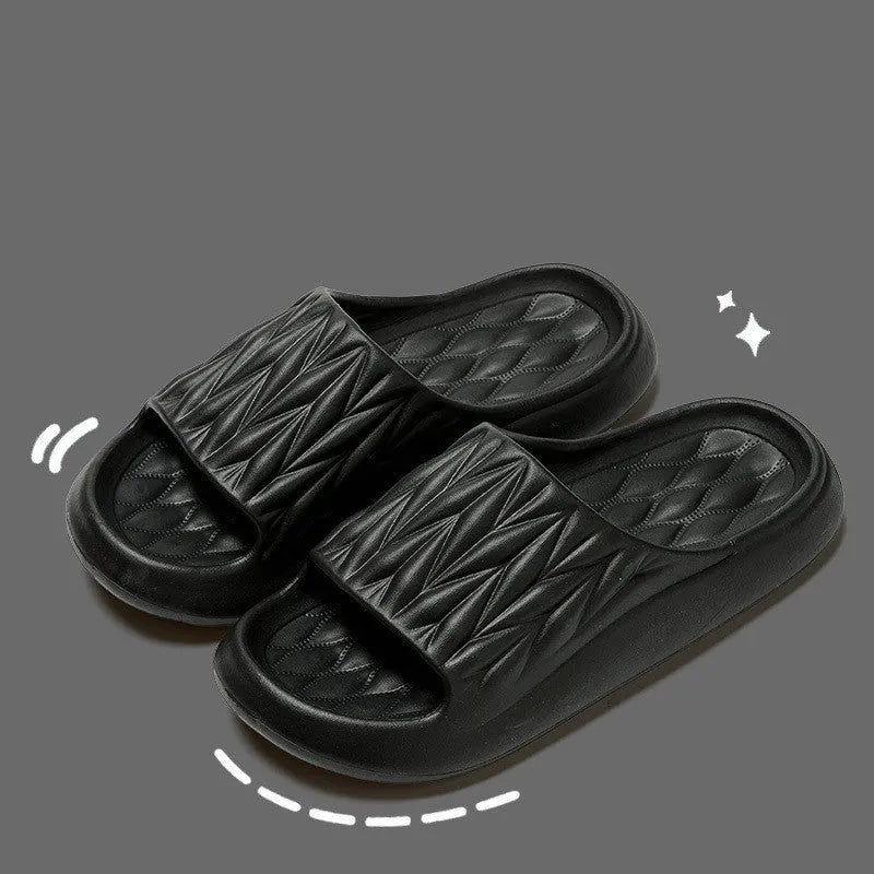 Leaf texture design EVA slippers in five colours with anti-slip sole for indoor household use