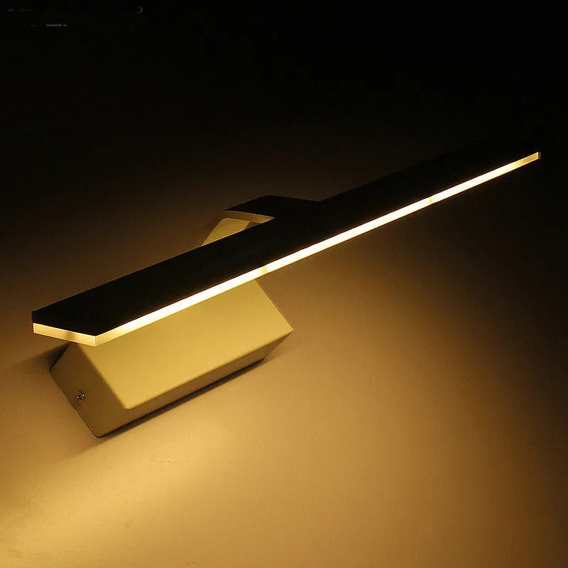 White LED mirror headlight fixture showing three light colour options and size variants for bathroom vanities.