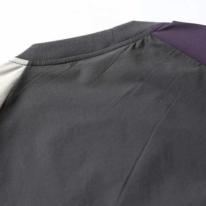 Dark grey men's loose-fit t-shirt with contrasting colour raglan sleeves