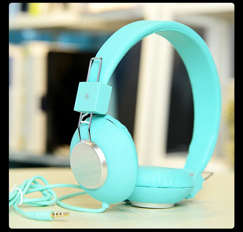 Wired head-mounted sports earphones with microphone and 3.5mm straight plug in multiple colour options