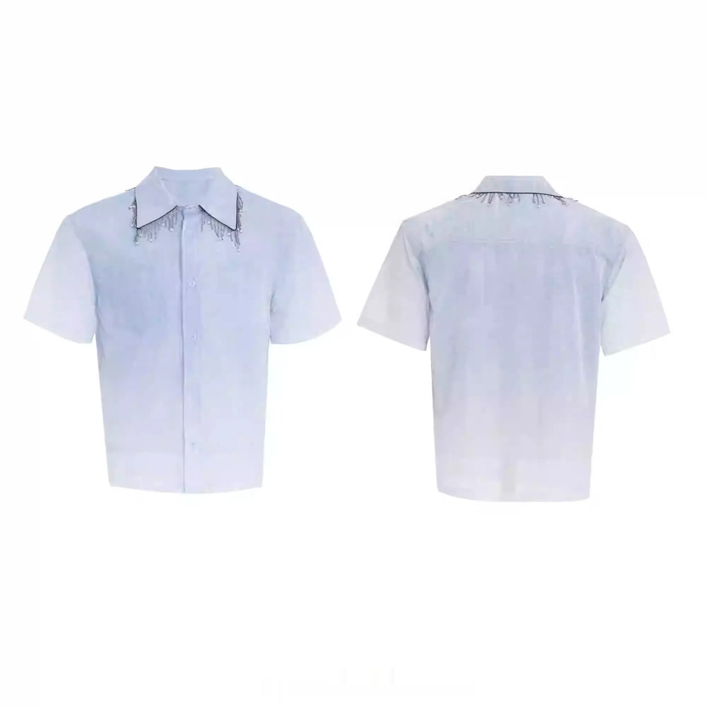 Blue solid colour half sleeve summer shirt with loose fit design