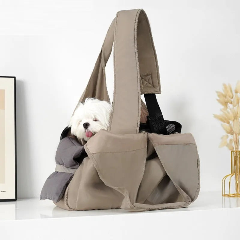 Apricot cloth pet handbag carrier for small dogs and cats