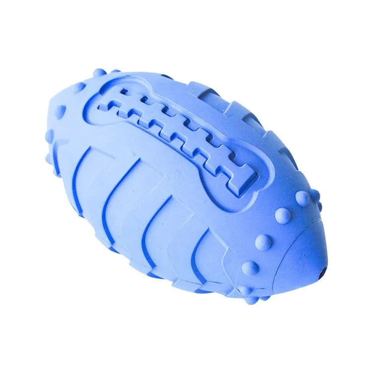 Light green or sapphire blue thickened rubber vocal rugby ball dog toy