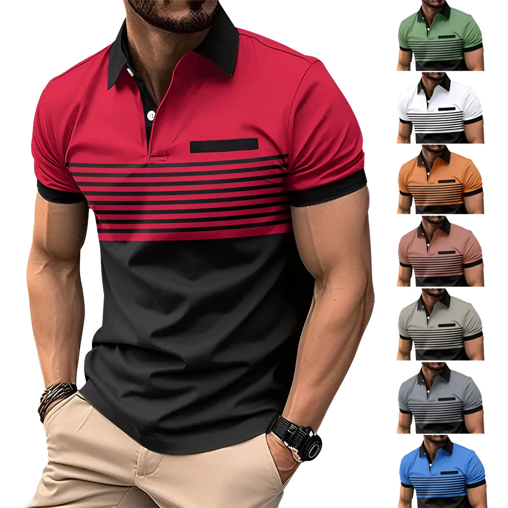 Casual striped shirt with chest pocket in loose fit, cotton-polyester blend, available in multiple colours