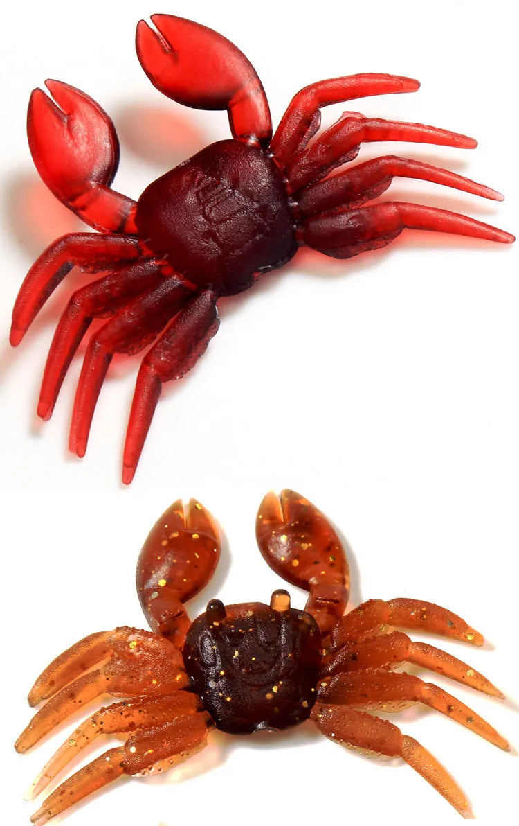 8cm PVC soft crab fishing lure in red and brown colour options