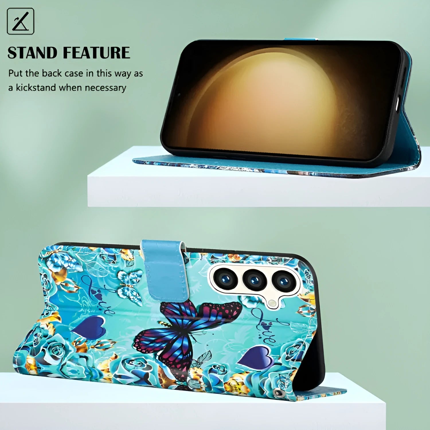 Handmade imitation leather phone case for Samsung with built-in bracket, available in multiple colours