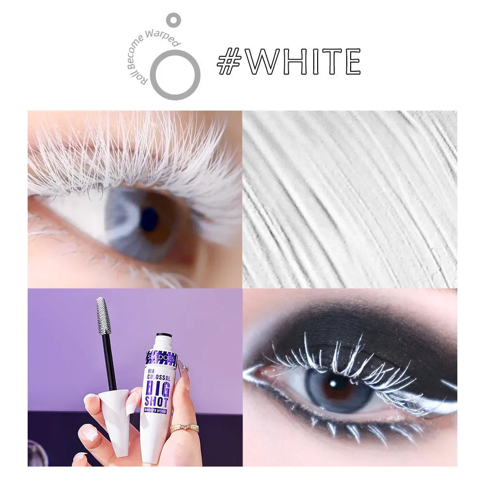 White waterproof curling mascara tube with 10ML quick-drying formula