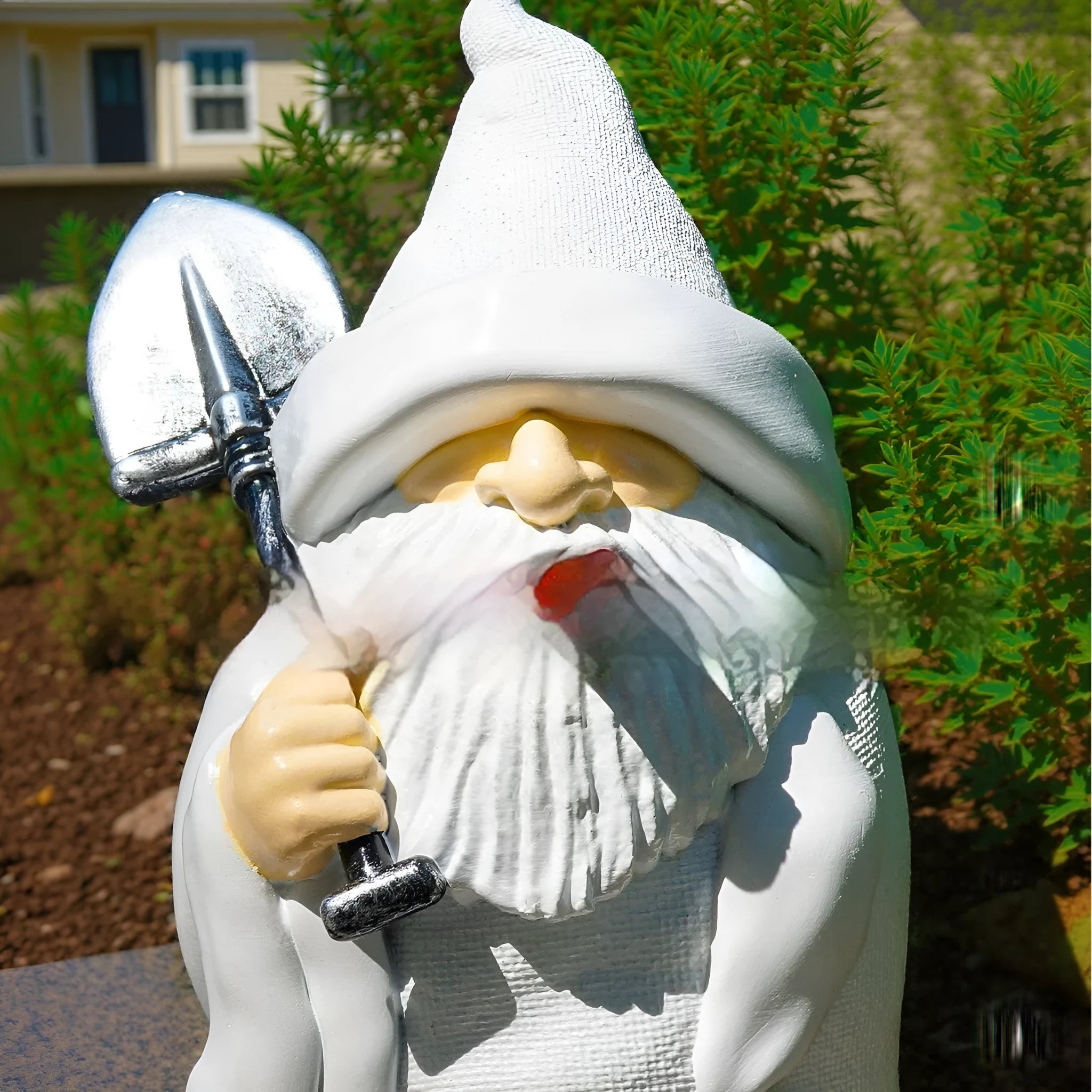 Christmas resin craft smoking shovel dwarf ornament for garden holiday decoration