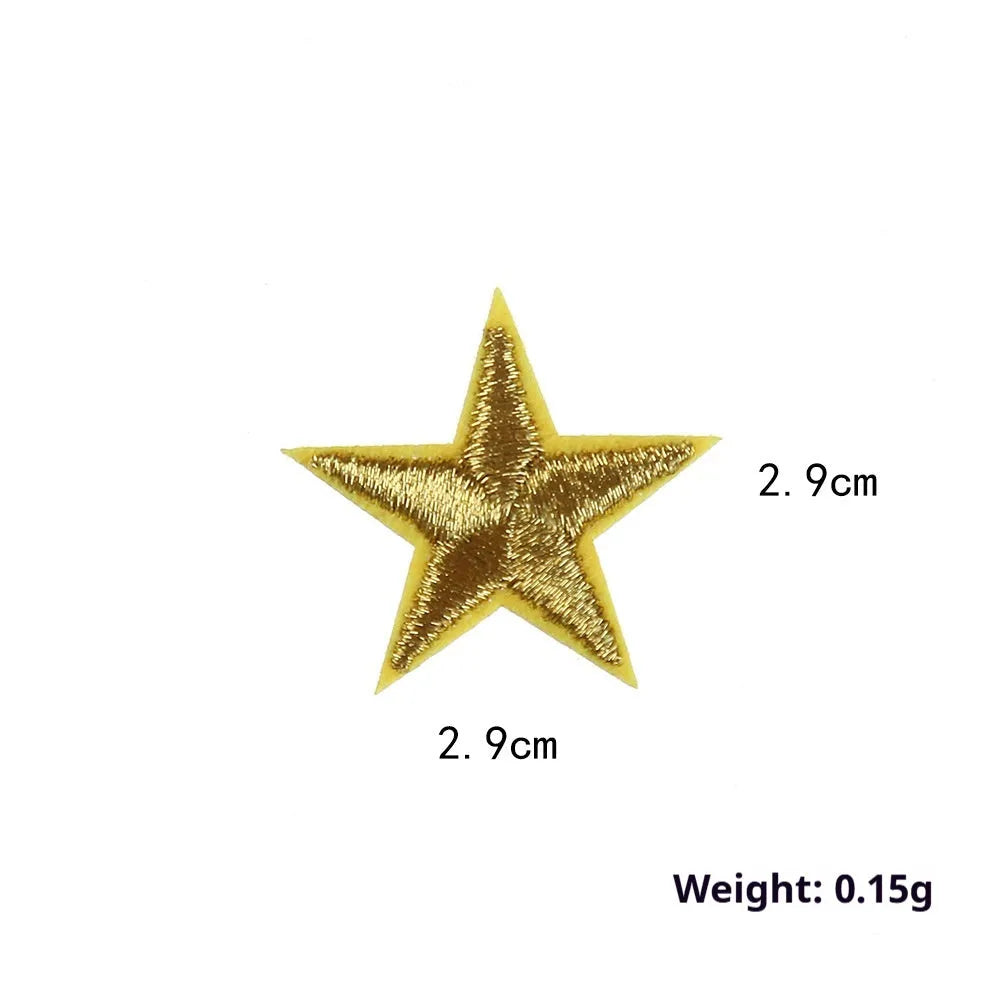 Colourful five-pointed star cloth embroidery labels for DIY clothing decoration.