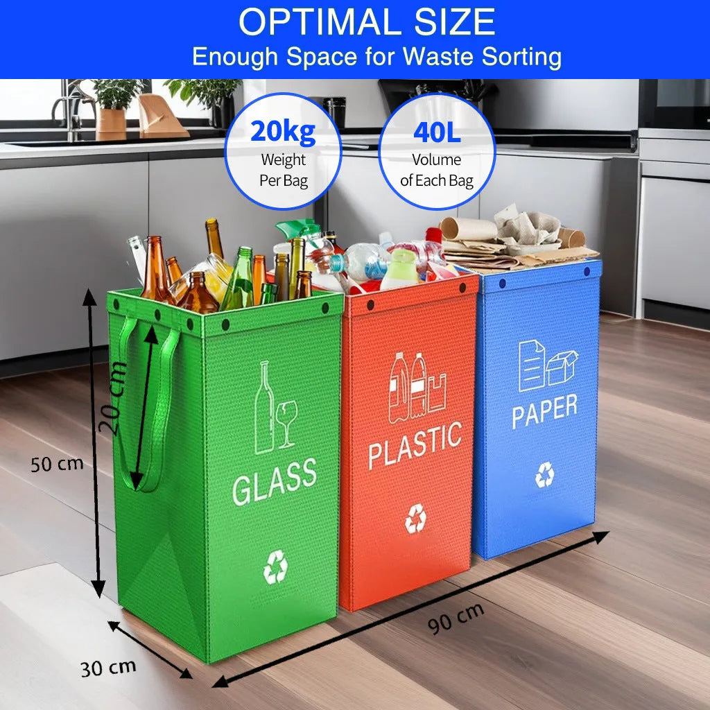 Blue 40-litre PP plastic waste classification bin with clean bag style, dimensions 30cm by 50cm by 30cm