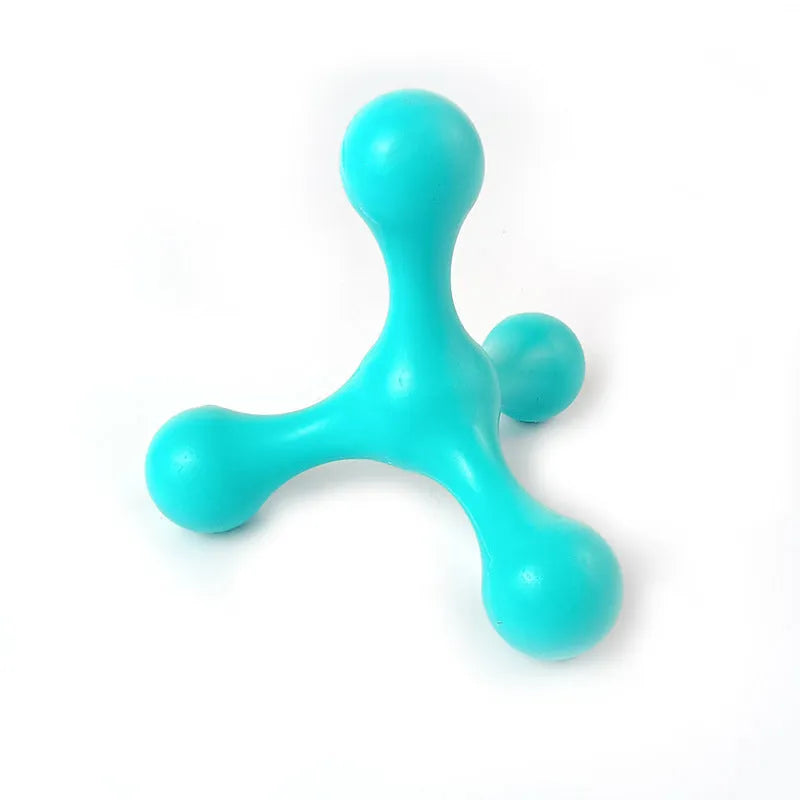 Silicone puppy chew toy with three legs in assorted colours for small and medium dogs