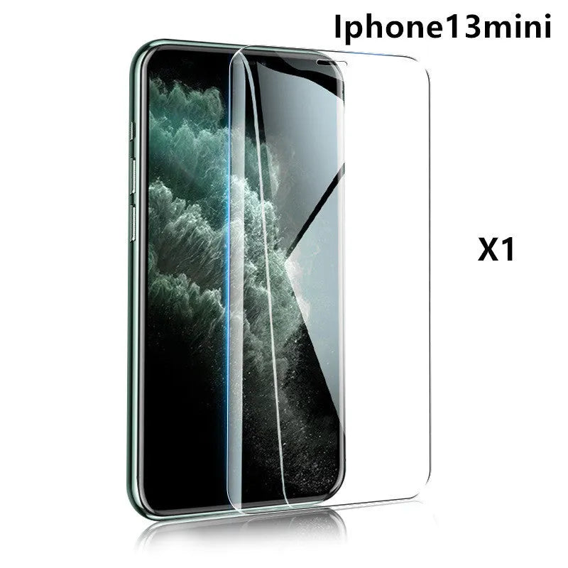 Tempered glass screen protector with 9H hardness for iPhone and Samsung phones.
