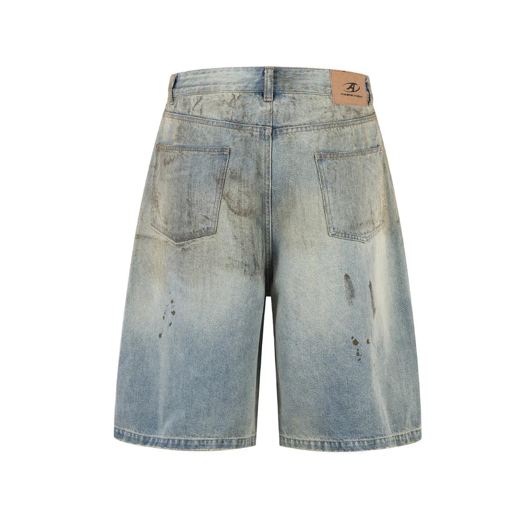 Blue cropped straight-leg denim jeans with mid-length fit and zipper fly closure