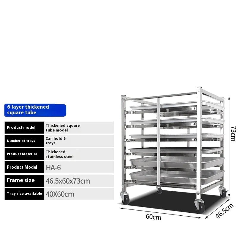 Stainless steel six-layer baking tray rack with lock for 40x60 cm sheets