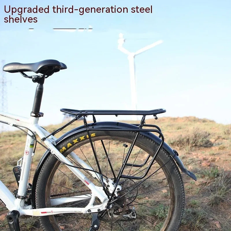 Bicycle pack shelf in steel and aluminum alloy with double-sided straight legs and screw U piece
