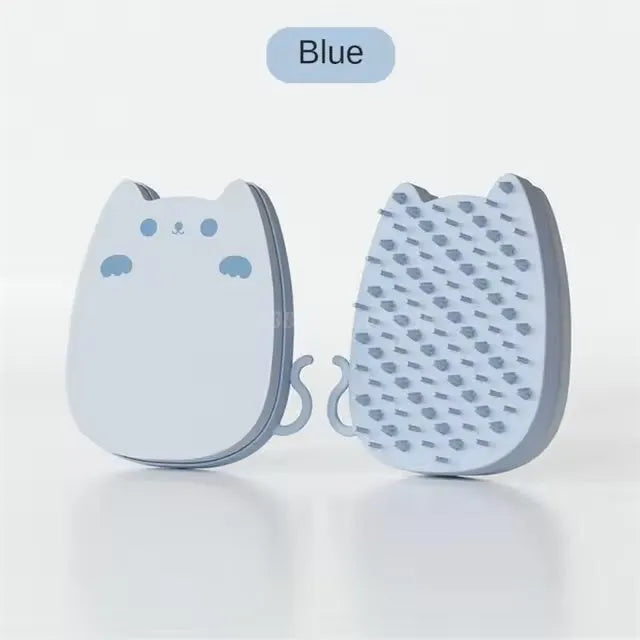 Sponge silicone pet comb brush for cats and dogs with blue, brown or green colour options