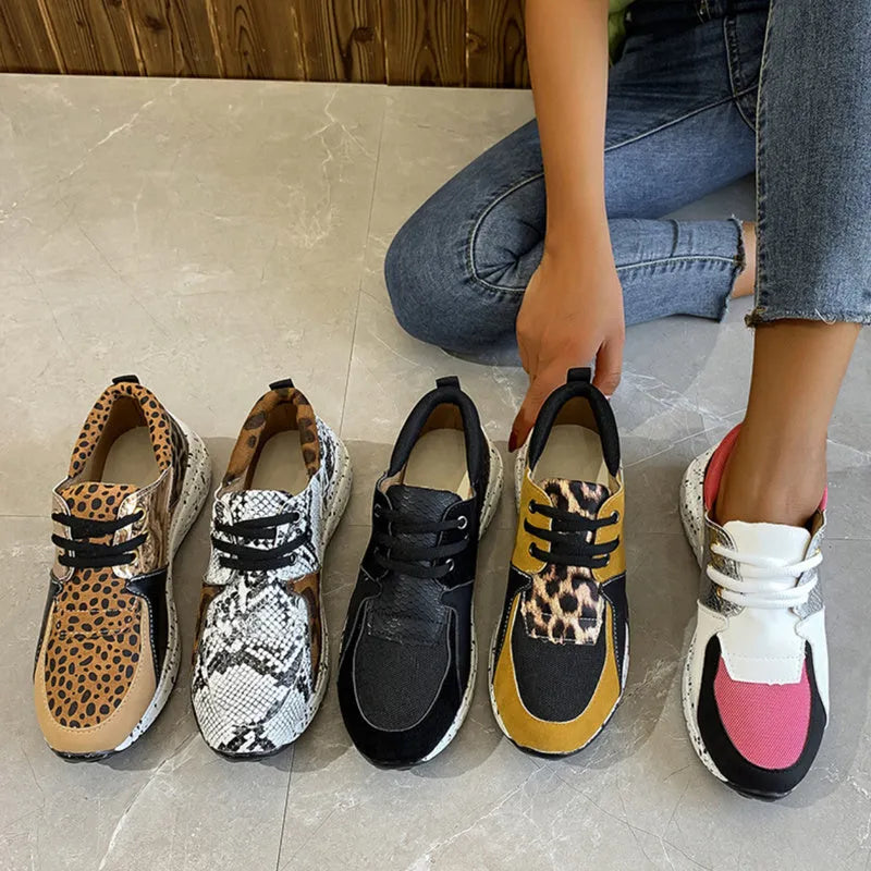 Women's casual wedge-heel sports sneakers in multiple colour patterns with suede upper and round toe