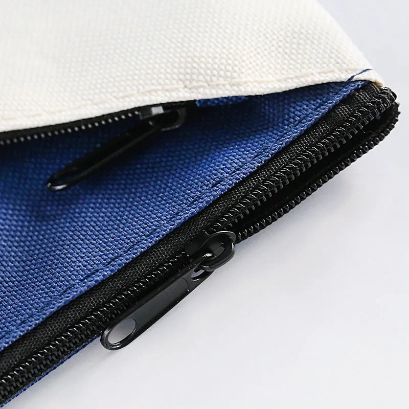 Blue Oxford cloth double-layer document storage bag with zipper closure