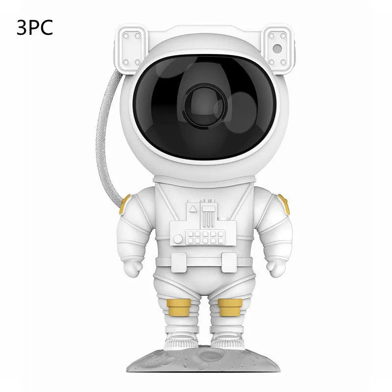 Creative astronaut galaxy starry sky projector nightlight on table with remote control, black finish