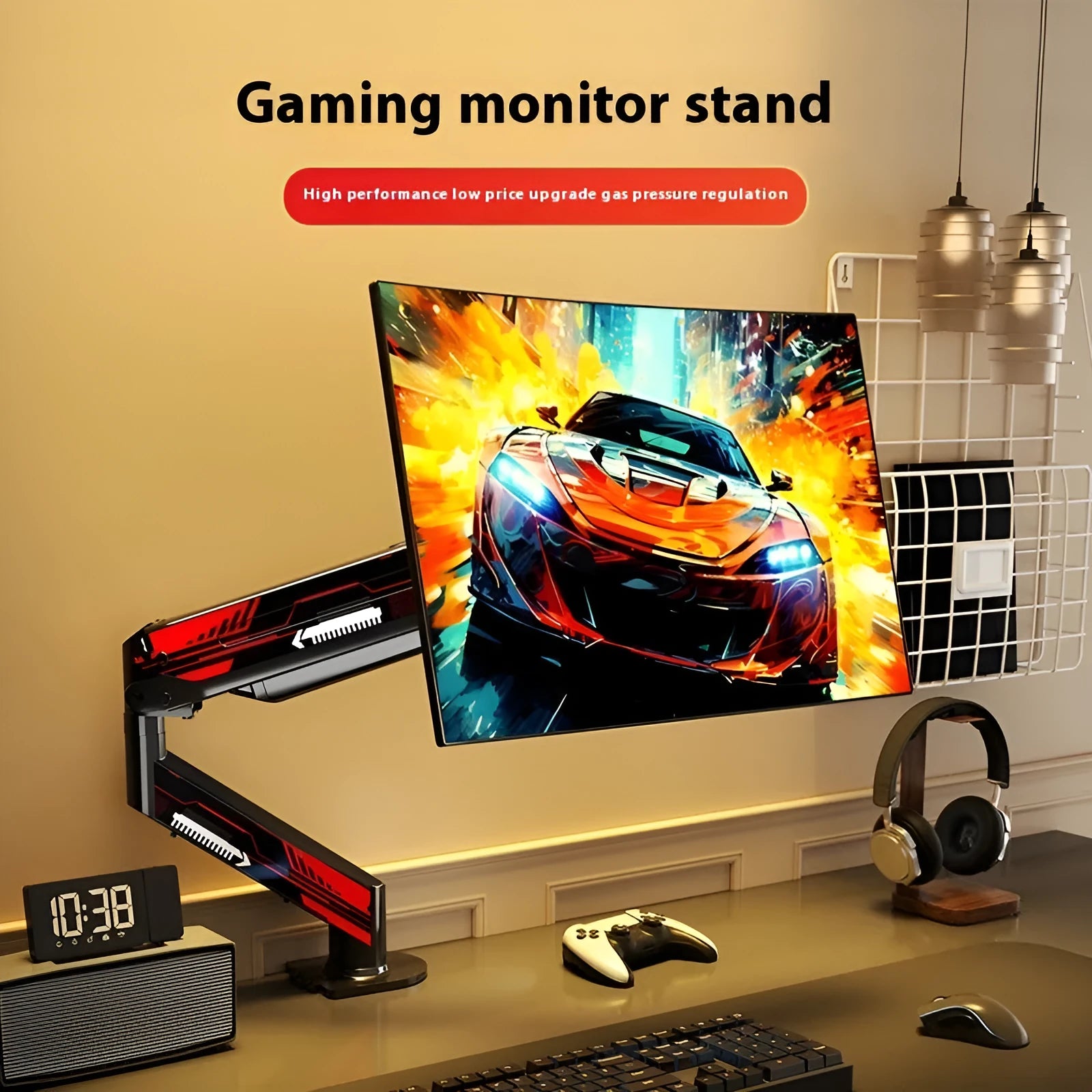Classic black cold rolled steel monitor bracket for 17-32 inch screens with rotary arm