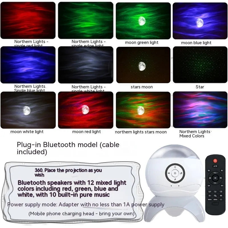 Bluetooth starry sky projector children's toy with aurora LED laser effect and remote control