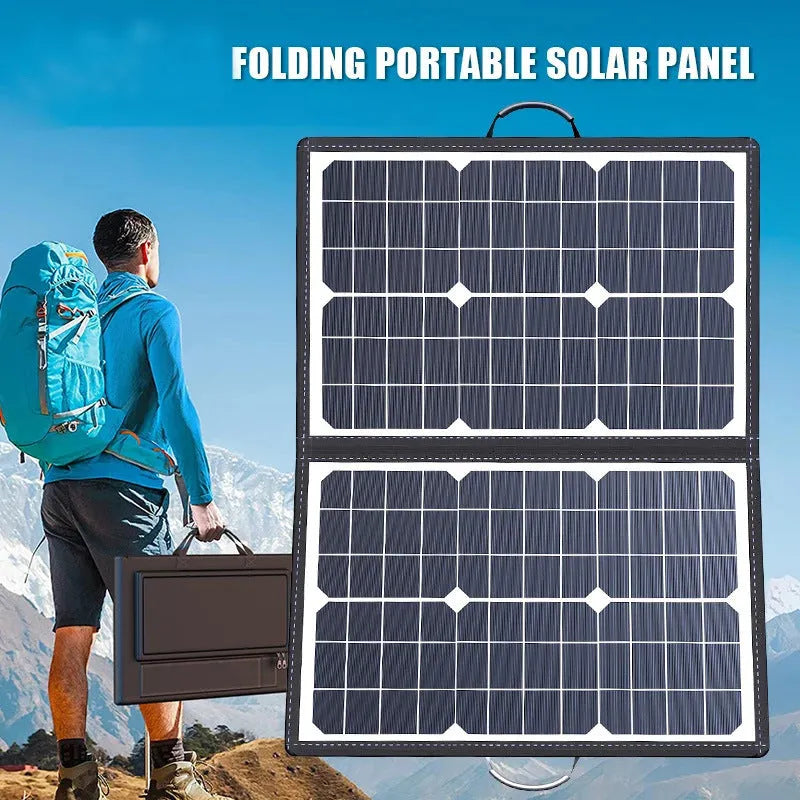 Black 40W single crystal solar panel in folding bag format for portable outdoor charging