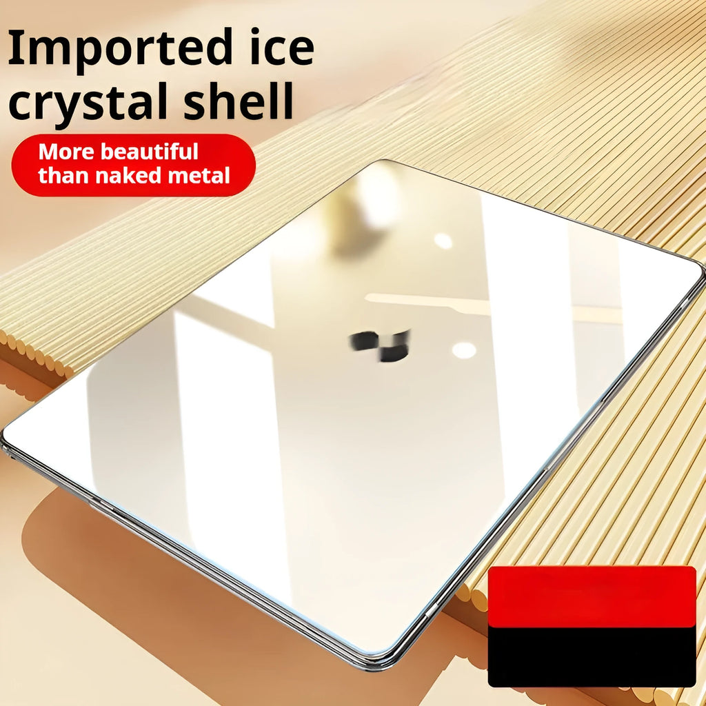 Transparent plastic protective shell for MacBook laptop showing compatible models