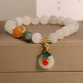 Ice jade bracelet with pearl decoration and Xiangyun peace buckle for women
