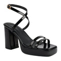 Summer square toe thin strap buckle wide strap high heels in microfiber, white colour option, side view