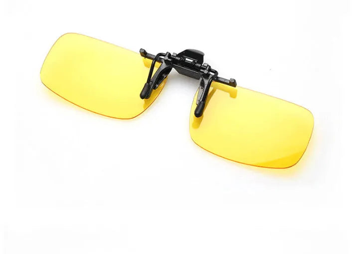 Myopia sunglasses clip for drivers with polarised PC lenses in grey, dark green, and night vision tint options