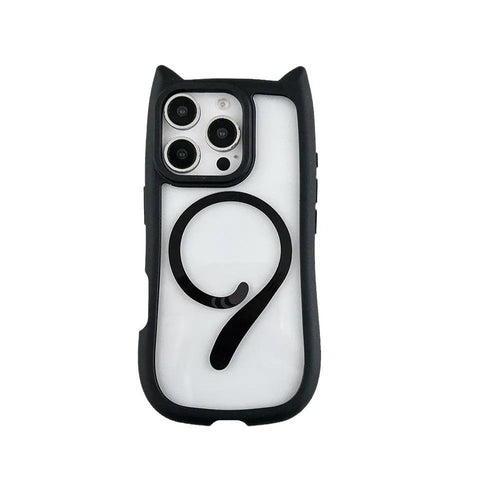 Transparent acrylic and TPU phone case for IPhone 17 with magnetic suction ring on back.