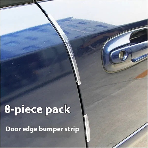 White plastic car door edge anti-collision strip protector set.