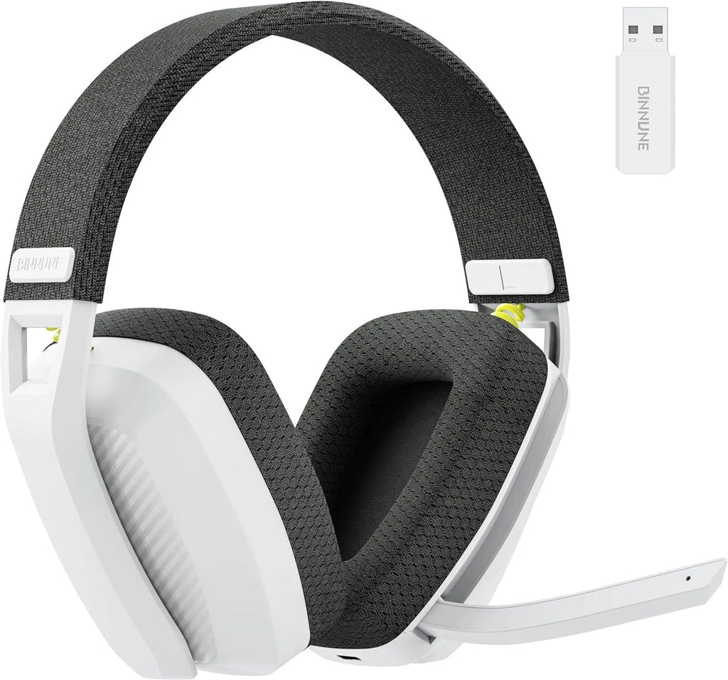 Bluetooth 5.3 2.4G dual-mode lightweight headset with mesh earmuffs and built-in microphone in BW06 Black