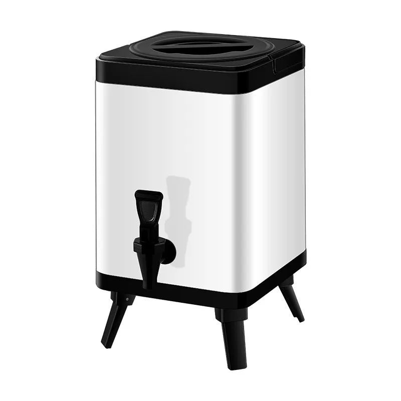 Square lock stainless steel milk tea bucket with 8 litre capacity and silver finish