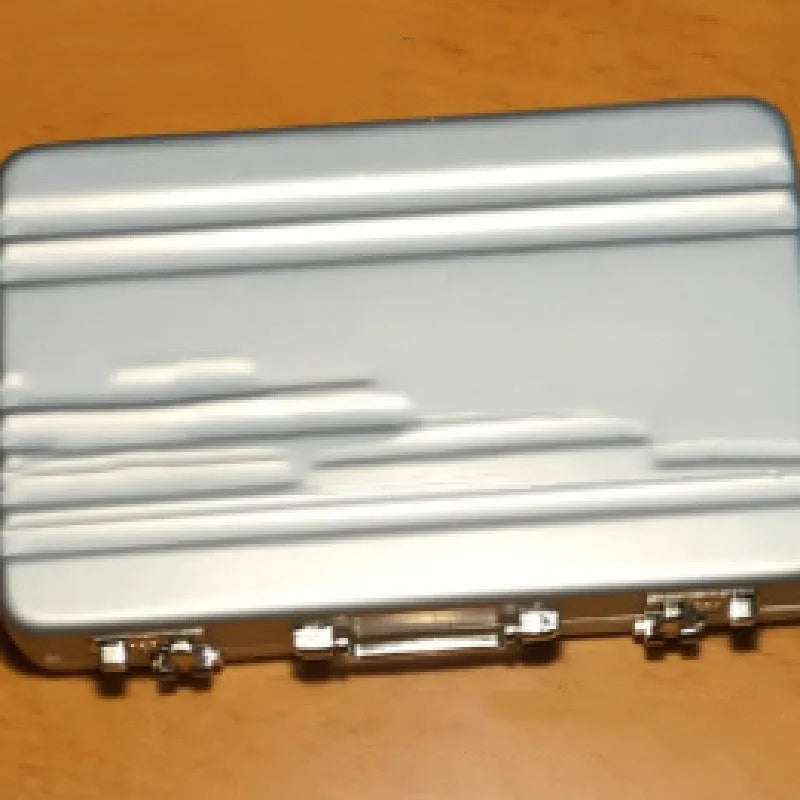 Slim aluminium alloy card holder in red, blue, black, silver, pink, and gold colour options.