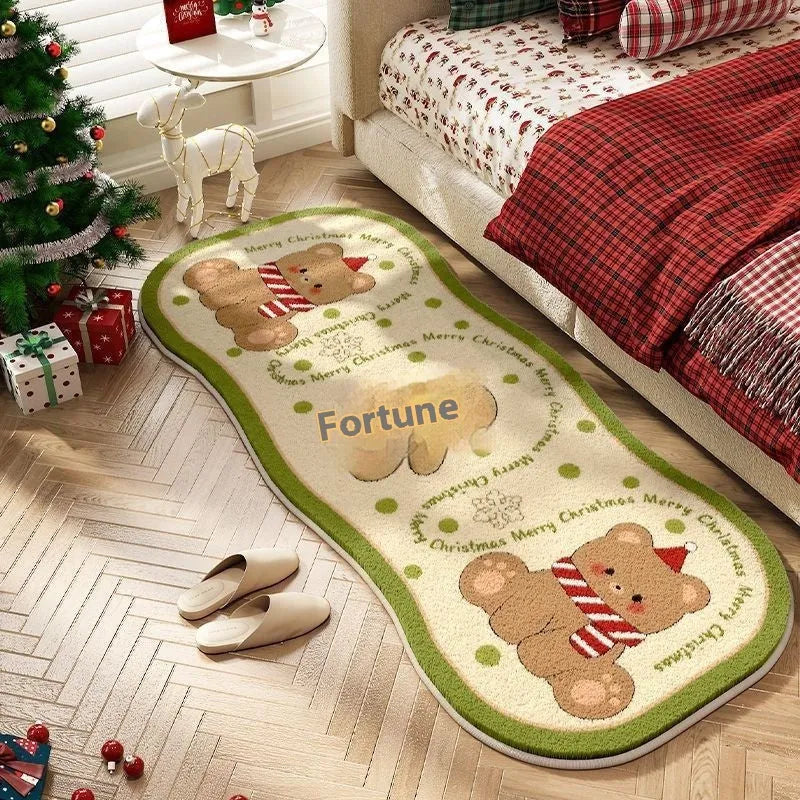 Christmas imitation cashmere carpet decoration with festive patterns in multiple size options