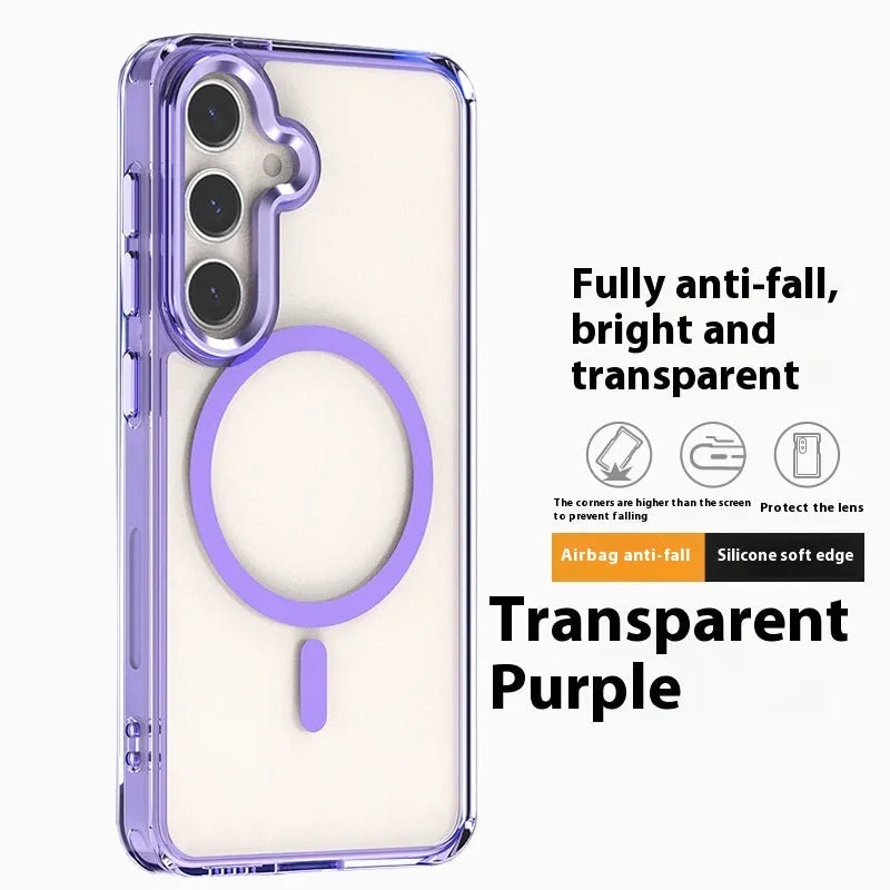 Transparent magnetic lens ring phone case for Samsung Galaxy S23 FE in clear fit