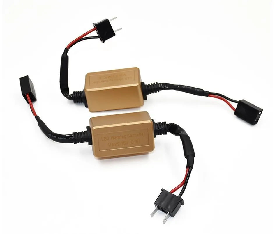 Black alloy Canbus decoder adapter for H4 H7 H11 LED car headlights with plug connectors