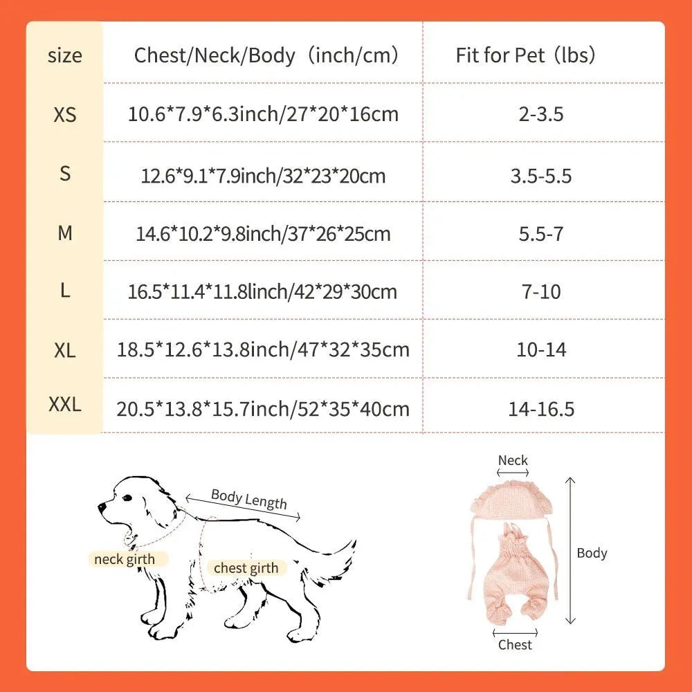 Orange dog jumpsuit with matching hat for small breeds like Yorkies and Chihuahuas, summer outdoor wear