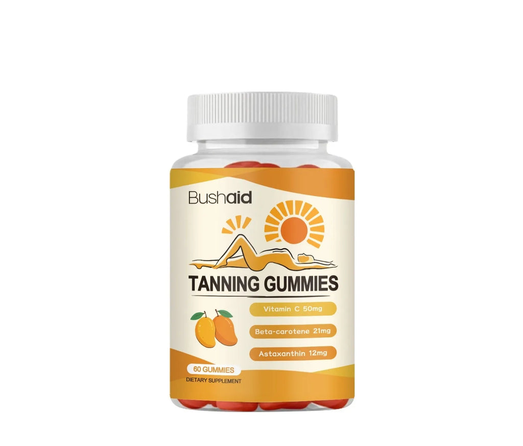 White capsule-shaped Meihei antioxidant and vitamin gummies in a pack of 60 pieces