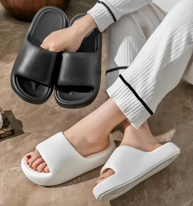 Bread Shoes non-slip EVA indoor bathroom slippers in bean green, unisex flip-flop design with thickened sole