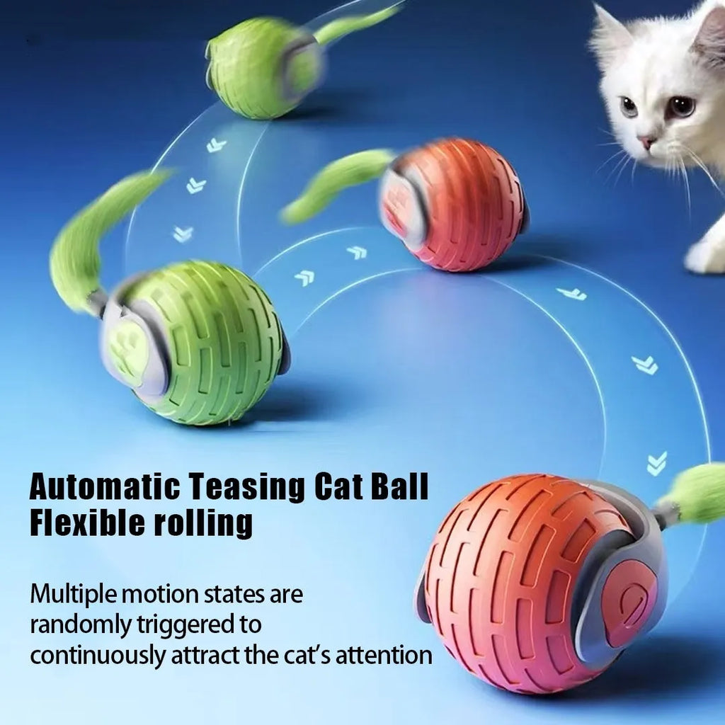 Smart interactive cat toy ball auto electric rolling ball with USB recharge in sapphire blue colour