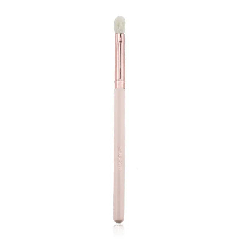 26 pink makeup brushes with wool heads and wooden handles in PU carrying case