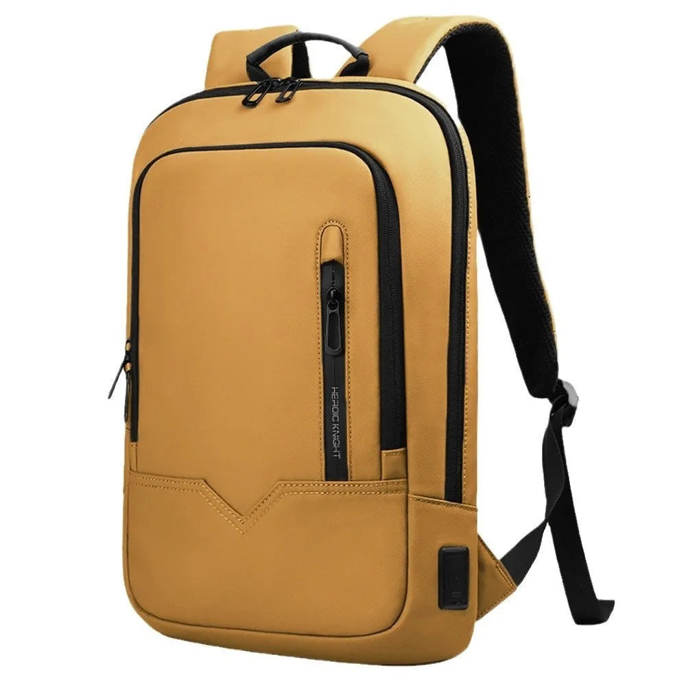 Small lightweight polyester commuter backpack with USB charging port in various colours