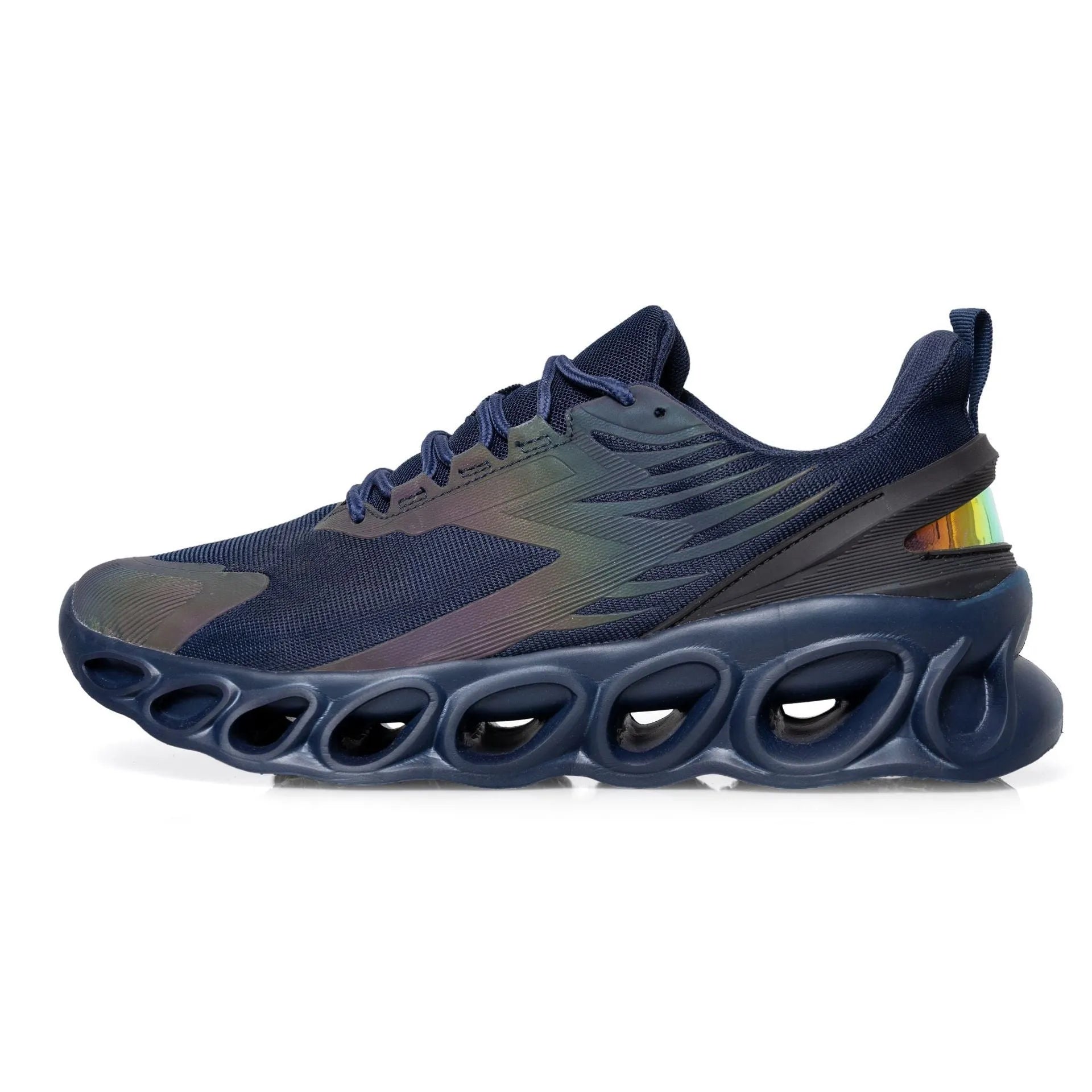 A pair of men's low-top casual trainers in a choice of colours, featuring a mesh upper and lace-up front.