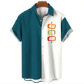 Men's stripe pattern Hawaiian shirt with short sleeves and elastic band construction
