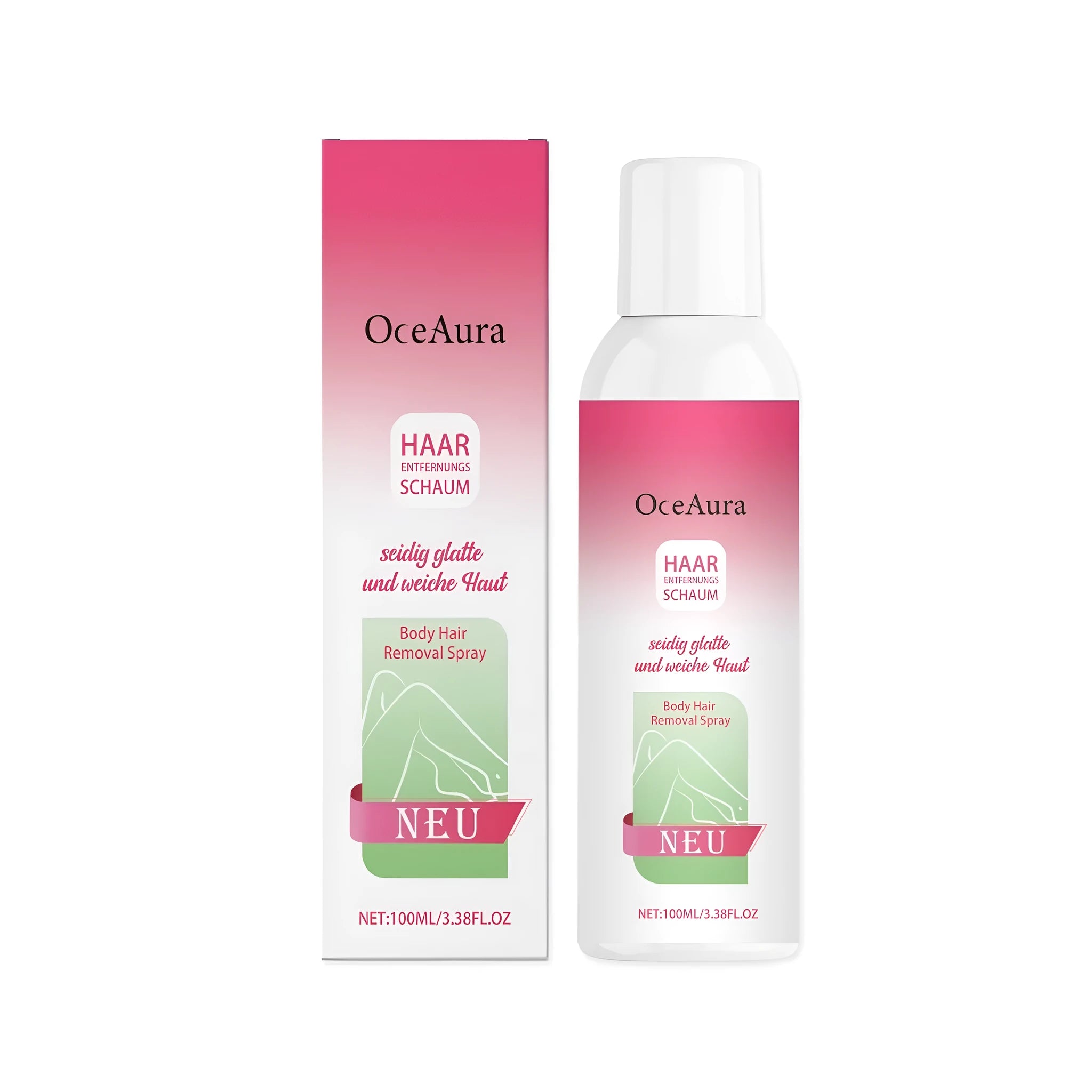 100ml bottle of body hair removal spray with depilatory formula for legs, arms, and bikini line