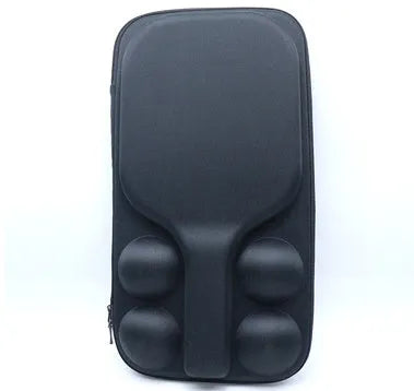 Black EVA pickleball storage bag with shoulder strap, showing dimensions of 45cm by 25cm by 8cm.