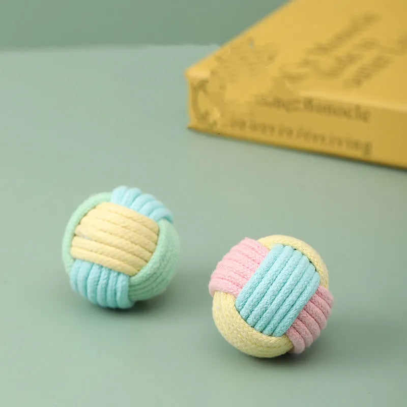 Handmade plush cotton catnip ball pet toy in three colour options